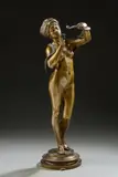 La charmeuse de serpents by Josef Wind, Epreuve en bronze signée Wind sur la terrasse, sold Apr 2026