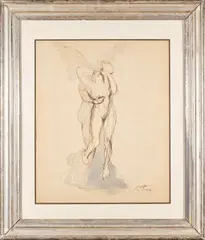 L'étreinte by Alfred Pina, Aquarelle signée en bas à droite, sold Mar 2026