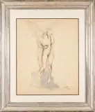 L'étreinte by Alfred Pina, Aquarelle signée en bas à droite, sold Mar 2026