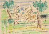 Deux cavaliers by Gen Paul, Crayon gras et encre signé en bas à gauche, sold Feb 2026