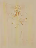 Le Moscophore by Jean Cocteau, Pastel et feutre sur papier, sold Feb 2026