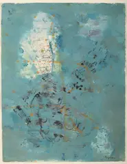 Composition fond bleu (n° 772) by Camille Bryen, Aquarelle sur papier, sold Jun 2026