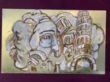 Tour de pise by Hugh Weiss, Gouache sur carton doré, sold Jun 2026