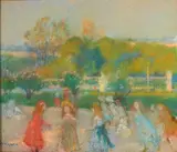 Après-midi au jardin public by Joachin y Miro Sunyer, Pastel, sold Apr 2026