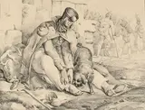 Le hussard et son chien by Nicolas Toussaint Charlet, Crayon noir, sold Mar 2026