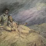 Blessés au combat by Maurice Perret - Carnot, Plume et encre noire, aquarelle et crayon de couleurs, sold Mar 2026