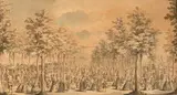 Promeneurs sur les remparts de Paris (boulevard du Temple) by Jacques Rigaud, Plume et encre grise, aquarelle, sold Mar 2026