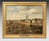 Vue de l'île Saint-Louis, près du quai de La Tournelle Embarcadère, quai de la Tournelle, des coches pour Fontainebleau by Léon Dardel, Toile, sold Mar 2026