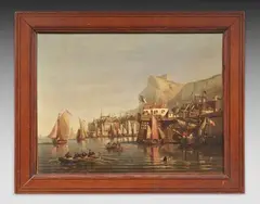 Vue de port by Charles Kuwasseg, Toile, sold Mar 2026