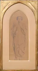 Allégorie de la science : étude pour la décoration murale des allégories des arts et des sciences du réfectoire du prieuré Saint-Martin-des-Champs à Paris (1852 by Jean-Léon Gérôme, Crayon et estompe signé et dédicacé en bas à droite : " A mon ami Membrée " (?), probablem, sold Nov 2025