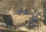 Badinage au salon by Pierre Brissaud, 1925, Encre, lavis d'encre et aquarelle sur papier, sold Nov 2025