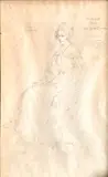 Projet de costume pour Ingrid Bergman (1915-1982) dans le rôle d'Henrietta Flusky pour le film " Les Amants du Capricorne " réalisé en 1949 par Alfred Hitchcock by Roger Kemble Furse, Crayon sur papier, sold Nov 2025