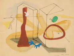 Abstraction by Gaston-Louis Roux, 1928, Crayon, encre noire, aquarelle et gouache sur papier, sold May 2025