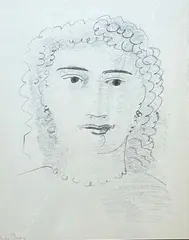 Portrait de femme au collier by André Derain, Lithographie sur papier encadrée sous verre, sold Apr 2025