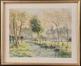 Bord de rivière animé by Emile Claus, Pastel Signé en bas à droite, sold Jul 2026