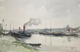 La Seine à Epinay by Fernand Herbo, Aquarelle Signé en bas à gauche Situé "epinay" et daté "1930" en bas à droite, sold Jul 2026