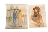 Vue de la synagogue d'Odessa by Pavel Fyodorovich Schwartz, Aquarelle sur papier Signée en bas a droite et titrée en bas à gauche H_48 cm L_37 On y jo, sold May 2025