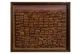 Les Tribunes du stade, mars 1979 by Philippe Dereux, Collage et assemblage d'écorces de pomme de pin sur panneau dans un emboîtage en bois et p, sold Apr 2025