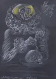 Portrait by Mihail Chemiakin, Pastel sur papier Signé et daté, sold Mar 2025