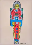 Sans titre by Keith Haring, 1984, Gouache sur papier H_29,5 L_20,5 cm Certificat d'authenticité du Keith Haring Estate au do, sold Mar 2025