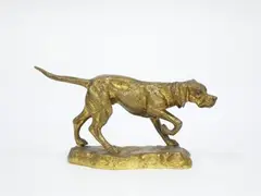 Chien à l'affut by Georges Omerth, Épreuve en bronze doré Signé sur la terrasse, sold Aug 2026