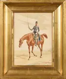 Portrait d'officier de cavalerie by Emile Normand Saint-Marcel, Aquarelle signée en bas à droite, sold Jun 2025