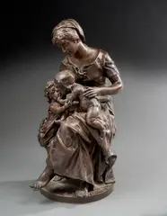 Maternité by Henri Honoré Plé, Bronze patiné Signé sur la terrasse, sold Jun 2025