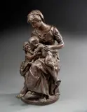 Maternité by Henri Honoré Plé, Bronze patiné Signé sur la terrasse, sold Jun 2025