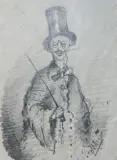 Caricature d’un homme, c.1857 by Claude Monet, Crayon noir et rehauts de craie blanche sur papier gris, sold Jun 2025
