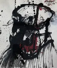 L’homme aux ténèbres by John Christoforou, Gouache sur papier, sold Mar 2025