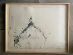 Maison by Michel Potage, 1985, Crayon et accrylique sur papier Signé et daté en bas à droite, sold Sep 2024