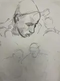 Etude double face pour un homme by Alfred Dehodencq, Crayon sur papier, sold Apr 2024