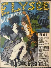 Élysée Montmartre, de nuit by Adolphe Léon Willette, Affiche, lithographie couleurs Encadrée, sold Apr 2024
