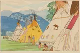 Indian Days, Banff by Walter J. Phillips, colour woodcut on paper, sold Jan 2026