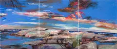 Crossing Open Water to the Mink Islands by John Hartman, 1994, pastel on paper triptych, sold Jan 2026
