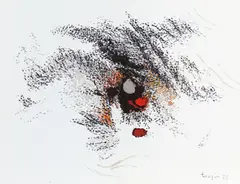 Basalte by Fernand Toupin, 1979, acrylic on canvas board, sold Jan 2026