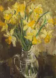 Daffodils by Molly Joan Lamb Bobak, oil on board, sold Jan 2026