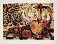 Nature morte by Paul-Vanier Beaulieu, 1956, colour lithograph on paper, sold Jan 2026