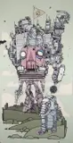 Elephant Triplets Piloting Robotic Behemoth by Nicholas di Genova, 2006, ink and acrylic on mylar, sold Jan 2026