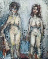 Nues by Joseph Giunta, 1989, oil on board, sold Jan 2026