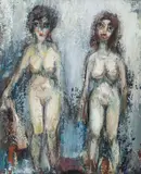 Nues by Joseph Giunta, 1989, oil on board, sold Jan 2026