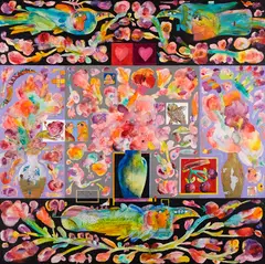 Rolling Hearts Gathers No Love by Norman Laliberté, 1997, oil on canvas, sold Jan 2026