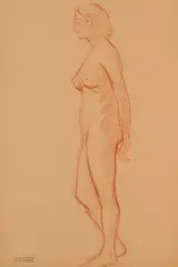 Nude Figure by W. P. Weston, conte on paper, sold Jan 2026