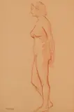 Nude Figure by W. P. Weston, conte on paper, sold Jan 2026