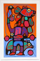 Childlike simplicity in tune with nature because we are one by Norval Morrisseau, acrylic on canvas, sold Jul 2026