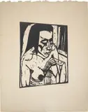 Hockende (Hockendes Mädchen / Akt) by Erich Heckel, 1913, Holzschnitt auf weichem Velin, sold Feb 2024