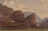 Blick auf das Castello di Arco am Gardasee by Deutsch, um 1830 & 40, Öl auf Karton, sold May 2024