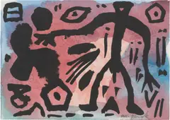 Ohne Titel (Versuch) by A. R. Penck, Aquarell und Gouache auf Papier, sold Jan 2025