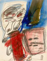 No. 8 by Walter Stöhrer, 1965, Öl, Gouache, Kohle, Tinte, Bleistift und Kugelschreiber auf dünnem Bütten, sold Nov 2025