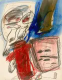 No. 8 by Walter Stöhrer, 1965, Öl, Gouache, Kohle, Tinte, Bleistift und Kugelschreiber auf dünnem Bütten, sold Nov 2025